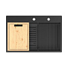 Кухонная мойка Lemark IORDANA 780 из нержавеющей стали с аксессуарами в комплекте: ролл-мат, коландер, разделочная доска, черный матовый 9932120